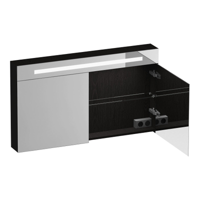 BRAUER Promise Deluxe spiegelkast – 119x70x15 cm – directe LED boven – Timber Black