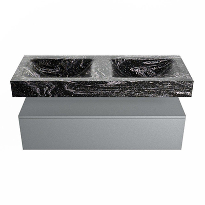 Mondiaz ALAN-DLUX Ensemble de meuble - 120cm - meuble Plata mat - 1 tiroir - Lavabo Cloud Lava suspendu - vasque Gauche et droite - 2 trous de robinet
