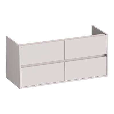 BRAUER Adore Meuble sous-lavabo - 120x46x55cm - 4 tiroirs à fermeture douce - sans poignées - 2 découpes pour siphon - sable mat