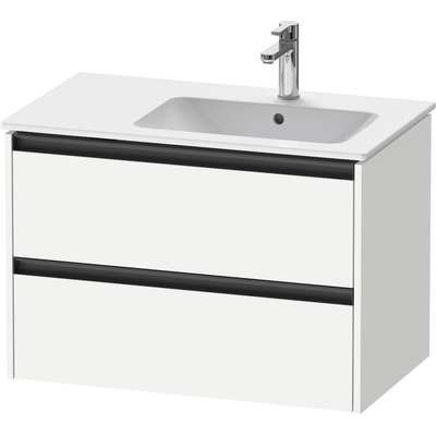 Duravit Ketho.2 Wastafelonderbouwkast - met 2 laden - voor waskom rechts - 81x48x54.9cm - met grepen antraciet - wit mat