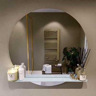 Mondiaz SPOT Miroir de salle de bains - rond 90cm - tablette miroir - couleur Clay