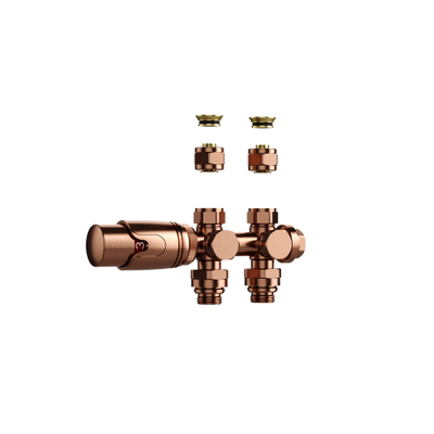 Belrad Robinet de radiateur - 19.8x4.3 - thermostatique - raccordement mural et au sol - 1/2MX16/2 M30 - cuivre brossé