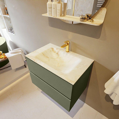 MONDIAZ VICA-DLUX Ensemble meuble de salle de bains - 70cm - sous-meuble army - 2 tiroirs - lavabo encastré cloud central - 1 trou de robinet - version haute 60cm - frappe
