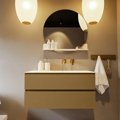 Mondiaz VICA-DLUX ensemble de meuble de salle de bain - 100cm - meuble sous-vasque oro - 2 tiroirs - lavabo encastré cloud droite - sans trous de robinet - miroir modèle spot - version XL 60cm de haut - ostra