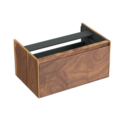 Forzalaqua Reno 2.0 meuble sous-lavabo 80x51x40cm avec 1 tiroir sans poignée à fermeture douce Chêne massif Pure Walnut