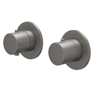 IVY Bond Ensemble de douche de tête - encastré - symmetry - inverseur-arrêt 2 voies - bras de douche mural 40 cm - douche de tête medium 30 cm - barre de douche avec sortie - flexible de douche 150 cm - douchette à main en forme de barre - Metal black brossé PVD