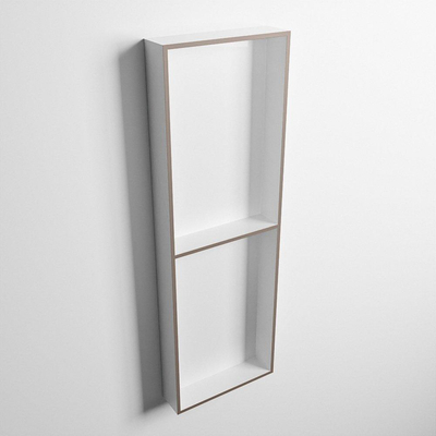 Mondiaz Easy nis 29.5x149.5x8cm voor Inbouw/opbouw 2 open vakken Solid surface Talc/Smoke