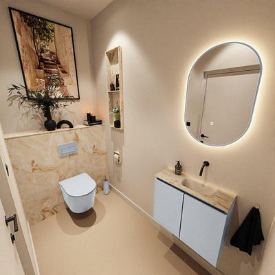 MONDIAZ TURE-DLUX 60cm toiletmeubel Clay. EDEN wastafel Frappe positie rechts. Zonder kraangat.