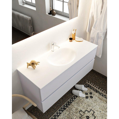 Mondiaz VICA ensemble de meuble de salle de bain - 120cm - meuble sous-vasque cale - 2 tiroirs - lavabo moon milieu - 1 trou de robinet - miroir LED - version XL 60cm haut