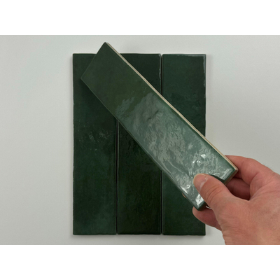 ÉCHANTILLON Terravito Mellina Carreau mural en céramique - 6x24,6cm - 8mm - Vert foncé