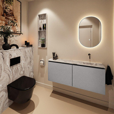 MONDIAZ TURE-DLUX 120cm toiletmeubel Plata. EDEN wastafel Glace positie rechts. Zonder kraangat.