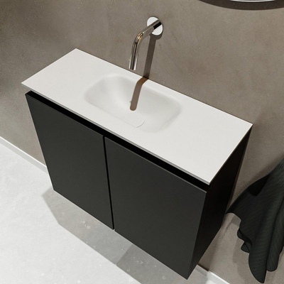 MONDIAZ TURE Kit lave-mains - 60x23x50cm - 0 trous de robinet - 2 portes - urban mat - Lavabo au centre - Solid Surface Blanc