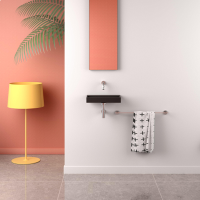 Clou Mini Wash Me fontein 38x24cm zonder kraangat en plug Keramiek Zwart mat