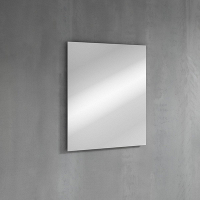 Saniclass Prime Blend Ensemble meuble de salle de bains - 60x55x46cm - 1 vasque ovale en céramique blanche - 1 trou de robinet - 2 tiroirs - miroir rectangulaire - coton mat (beige)