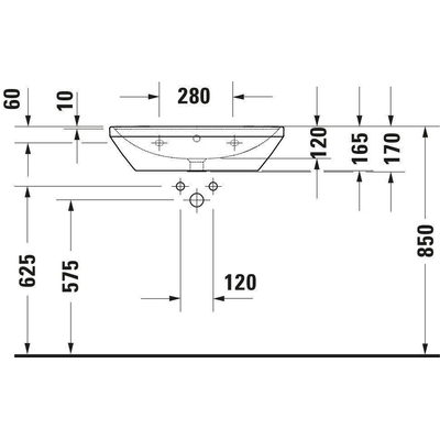 Duravit d-neo lavabo 65x44x17cm 1 trou pour robinetterie rectangle céramique blanc