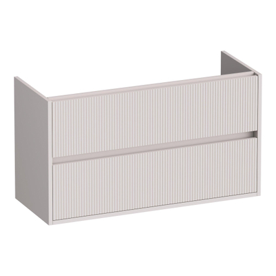 BRAUER Adore Wavy wastafelonderkast ondiep 100 2 softclose lades - greeploos - 1 sifon uitsparing - mat zand