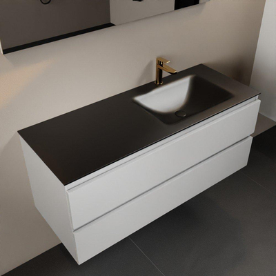 Mondiaz AIVY Ensemble de meuble - 120x45x50cm - 1 trou de robinet - 1 vasque Urban Solid surface - Droite - 2 tiroirs - sans miroir - MDF Talc