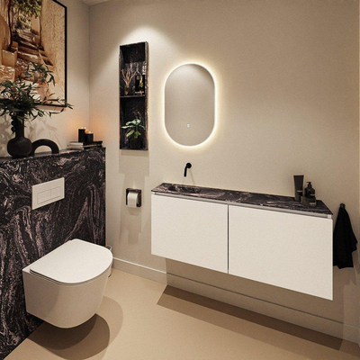 MONDIAZ TURE-DLUX Meuble de toilettes 120 cm Talc. EDEN lavabo Lava position gauche. Sans trou de robinet.