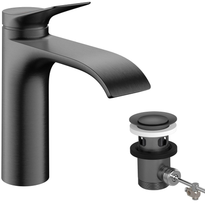 Hansgrohe VIVENIS 1 greeps wastafelkraan - 110 CoolSt.pop up - coolstart - zwart chroom