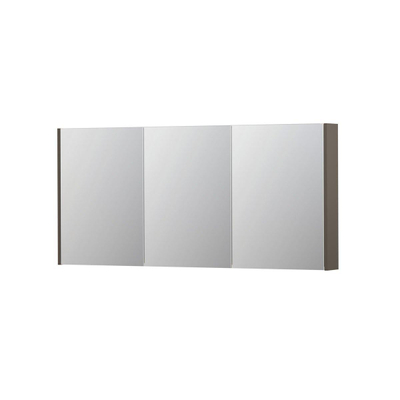 INK SPK2 Spiegelkast - 160x14x74cm - 3 deuren - dubbelzijdige Spiegel - schakelaar en stopcontact - MDF lak taupe mat