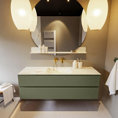 MONDIAZ VICA-DLUX Ensemble meuble de salle de bains - 150cm - meuble bas army - 2 tiroirs - lavabo encastré cloud central - sans trous de robinet - version haute 60cm - frape