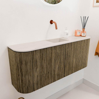 Mondiaz JOYA-DLUX 103.2cm toiletmeubel - ronding links en rechts kleur Dusk - Wastafel FAYE positie Midden Zonder kraangat kleur Meli.