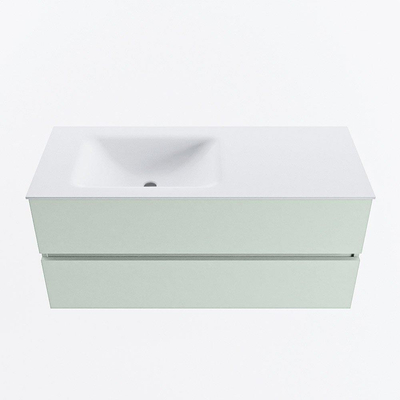 Mondiaz VICA Ensemble de meuble de salle de bain - 110cm - meuble sous vasque greey - 2 tiroirs - lavabo cloud gauche - 1 trou de robinet - version haute de 60cm - talc