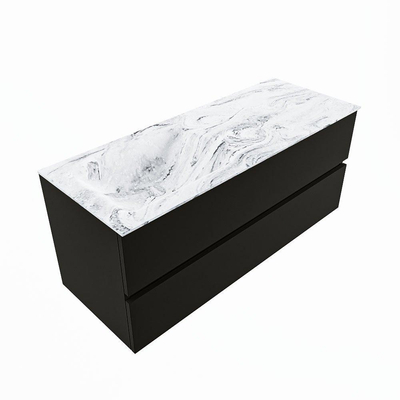 Mondiaz VICA-DLUX ensemble de meuble de salle de bain - 120cm - meuble sous-vasque urban - 2 tiroirs - lavabo encastré cloud gauche - 1 trou de robinet - version haute de 60cm - glace