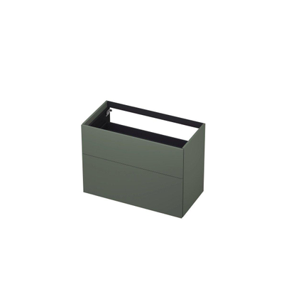 INK Wastafelonderkast - 90x45x65cm - 2 lades - push to open - met rechte opdekfronten - MDF lak - Mat beton groen