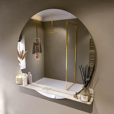 Mondiaz SPOT spiegel – Ø110 cm – met planchet – Frappe (beige marmer)