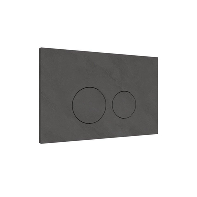 QeramiQ Dely Swirl Compact Ensemble WC - réservoir encastré QeramiQ flush - abattant slim - plaque de commande en marbre foncé - boutons ronds - blanc mat