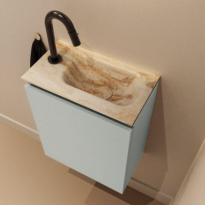 MONDIAZ TURE-DLUX 40cm toiletmeubel Greey. EDEN wastafel Frappe positie rechts. Met 1 kraangat.