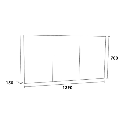 BRAUER Plain Spiegelkast - 140x70x15cm - 3 links- en rechtsdraaiende spiegeldeuren MFC - grey Canyon