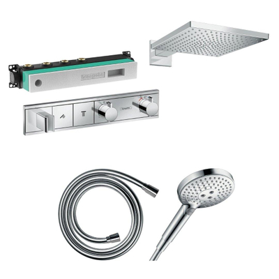 Hansgrohe Raindance E Ensemble de douche - élément encastré - flexible de douche - pomme de douche - bras de douche - robinet de douche - élément encastré robinet de douche - chrome