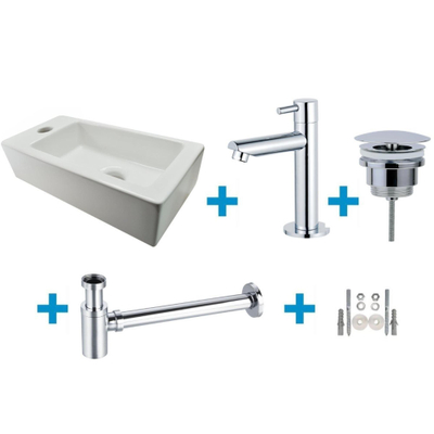 FugaFlow Eccelente Sobrado Ensemble lavabo de salle de bains - gauche - 1 trou de robinet - robinet de lavabo chromé - blanc