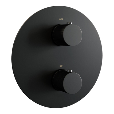 BRAUER Stripe Thermostatische Inbouw Regendouche - 3-weg - rond - SET 43 - 25cm douchekop - rechte muurarm - staaf handdouche - doucheslang - geïntegreerde glijstang - mat zwart