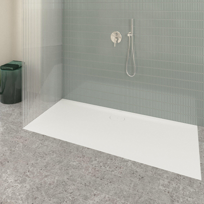 Villeroy & Boch Ecora douchebak - 180x80x3.5cm - afvoer lange zijde - stone white (wit)