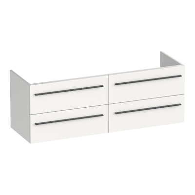 BRAUER Trust meuble sous-lavabo 140 sans poignées rapportées 4 tiroirs à fermeture douce et 2 découpes pour siphon - blanc mat