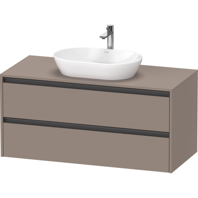 Duravit ketho 2 meuble de lavabo avec plaque de console avec 2 tiroirs 120x55x56.8cm avec poignées anthracite basalte mate