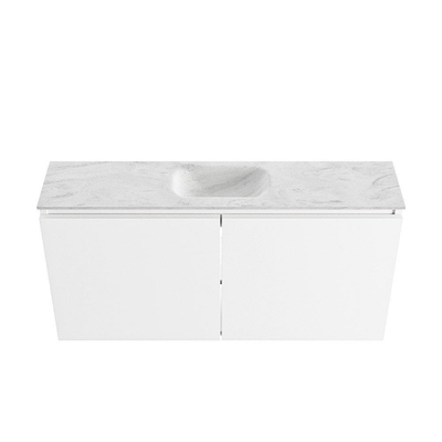 MONDIAZ TURE-DLUX Meuble WC 100 cm Talc. Lavabo EDEN Opalo position milieu. Sans trou de robinet.
