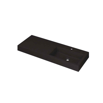 INK Momento wastafel - 120x45x9cm - 1 wasbak rechts - 1 kraangat - Quartz zwart