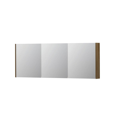 INK SPK1 Spiegelkast - 160x14x60cm - 3 deuren - dubbelzijdige Spiegel - schakelaar en stopcontact - eiken Massief eiken Ash grey