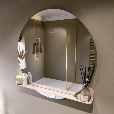 Mondiaz SPOT Badkamerspiegel - rond 110cm - spiegelplanchet - kleur Rosee