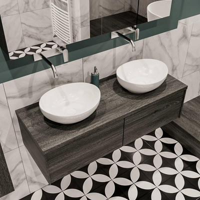 Mondiaz LUSH Meuble salle de bains Anthracite 2 tiroirs 120x30x45cm lavabo BARCO double sans trou de robinet