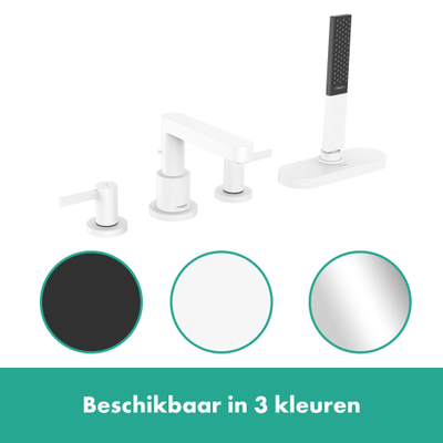 Hansgrohe Finoris afdekset 4-gats badkraan met s-box mat wit