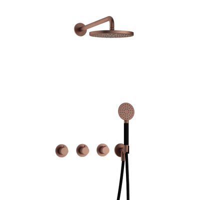 Hotbath Cobber IBS70 Regendoucheset - inbouw - 38.5cm wandarm - 20cm ronde hoofddouche - ronde handdouche - PVD - koper geborsteld