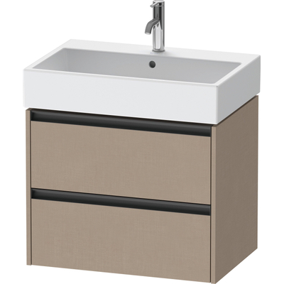 Duravit Ketho.2 Wastafelonderbouwkast - met 2 laden - 68.4x46x54.9cm - met grepen antraciet - linnen mat