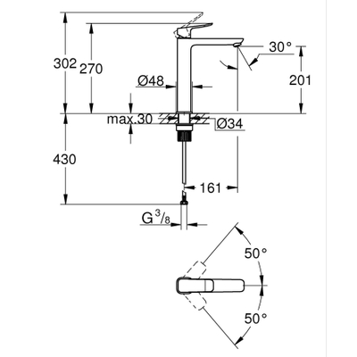 Grohe Dice Wastafelmengkraan - XL-size - opbouw - matte black (mat zwart)