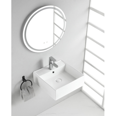 Wiesbaden Larx vasque carrée 41 x 41 x 15 cm céramique brillant blanc