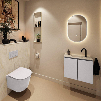 MONDIAZ TURE-DLUX 60cm toiletmeubel Cale. EDEN wastafel Ostra positie midden. Met 1 kraangat.